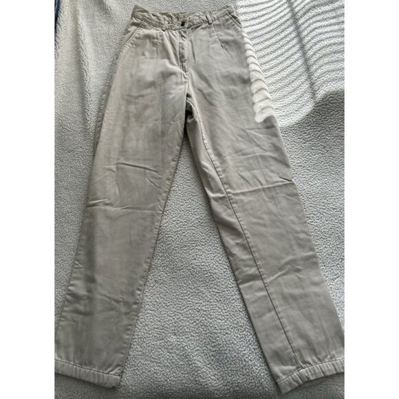 LL Bean Floral Print Flannel Lined High Rise Straight Leg Khaki Pants Beige 8T - Picture 4 of 11